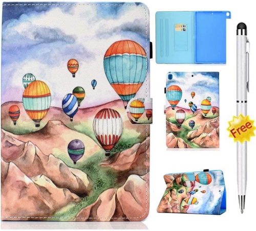 Husă tip portofel din piele pentru iPad Pro 10.9", cu suport pentru carduri și creion, model balon cu aer cald.