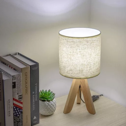 Stolna lampa Shinoske Fa, platneni abažur