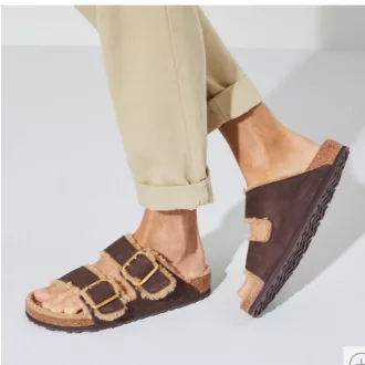   Birkenstock Arizona Bold Shearling Espresso Bőr Széles Fazon Férfi Cipő EU 41-es méret