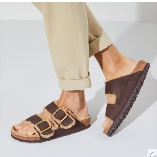 Birkenstock Arizona Bold Shearling Espresso Bőr Széles Fazon Férfi Cipő EU 41-es méret
