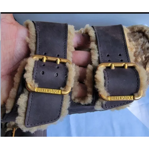 Birkenstock Arizona Bold Shearling Espresso Bőr Széles Fazon Férfi Cipő EU 41-es méret