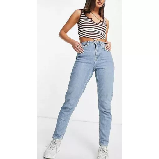 Rifle Topshop High Rise Mom strihu, Bleach Blue, W30 L30 EUR 40