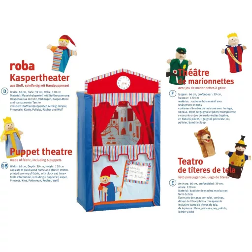 robe Bábjáték Színház Gyerekeknek, Fa Bábokkal, Kézi Működtetésű, Hercegnős Stílusban, 115 cm Magas, Plüss és Textil Anyagból