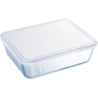   Pyrex Üveg Téglalapú Ételtartó Fedővel 0,8L Átlátszó