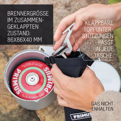 Aragaz Primus Express pentru camping, drumeții, exterior, plită izobutan, gaz, oțel inoxidabil, argintiu, 96g