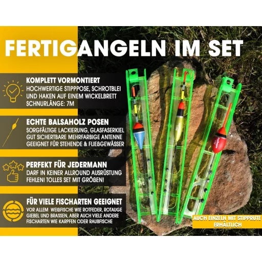 Angel-Berger Horgász szett 3 féle komplett úszós horgászfelszerelés készlet