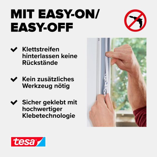 tesa Plasă anti-insecte Comfort cu Velcro pentru Ferestre de la Podea până la Tavan, Negru, 1,2m x 2,4m, Autoadezivă, Plasă din Fibră de Sticlă Lavabilă
