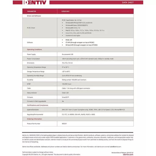 Identiv TX Systems USB Okoscard Olvasó
