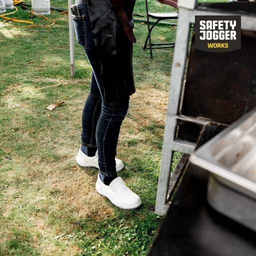 SAFETY JOGGER Acélcsúszású Munkavédelmi Klumpa Fehér Uniszex Konyhai Cipő