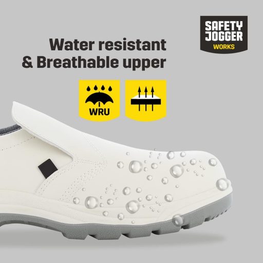 SAFETY JOGGER Acélcsúszású Munkavédelmi Klumpa Fehér Uniszex Konyhai Cipő