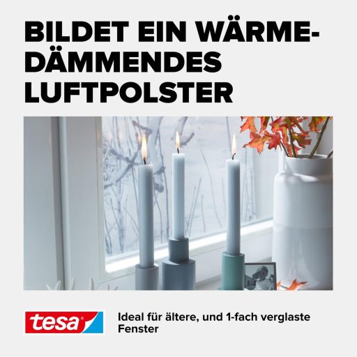 Folie termoizolantă pentru ferestre tesa, transparentă, 4m x 1,5m, cu bandă adezivă inclusă