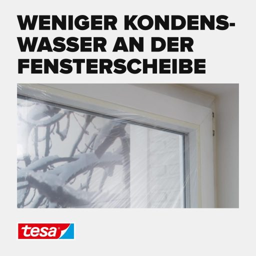 Folie termoizolantă pentru ferestre tesa, transparentă, 4m x 1,5m, cu bandă adezivă inclusă