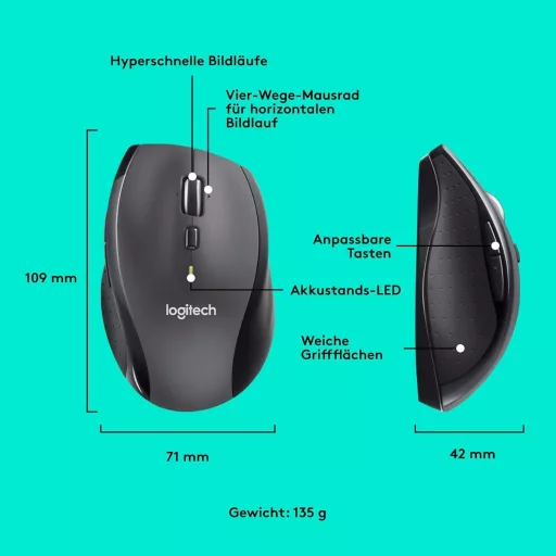 Logitech M705 Marathon vezeték nélküli egér, 3 év akkumulátor, 7 gomb, PC/Mac - Retail Packaging
