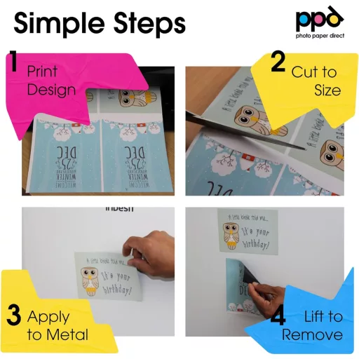 PPD Inkjet Fényes Mágneses Fotópapír A4 - 5 lapos csomag - Hűtőre, fémfelületekre rögzíthető - Fehér, 80g - Tintasugaras nyomtatókhoz