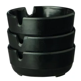   Set 3 scrumiere APS din melamină neagră, 7,8 cm, incasabile