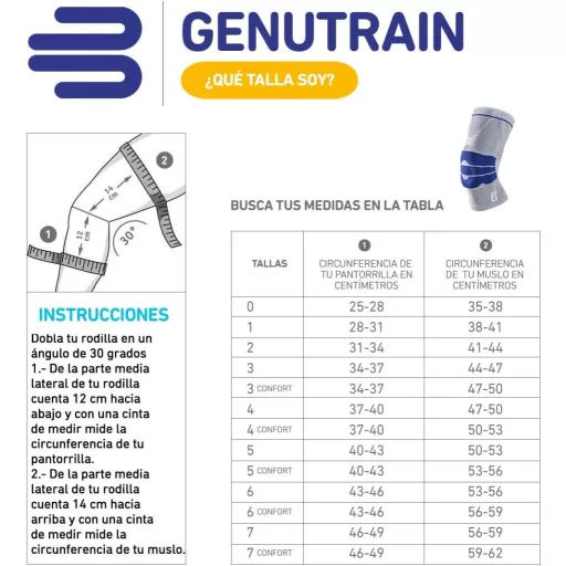 BAUERFEIND GenuTrain, genunchieră cu suport rotulian și pernă de protecție.