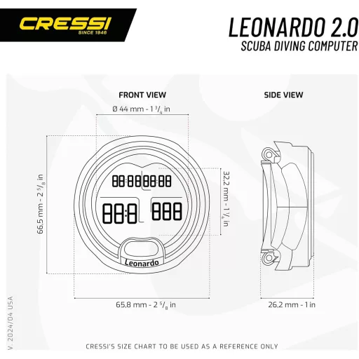 Cressi Leonardo búvárkomputer levegő nitrox mélységmérő funkcióval - Single, black/white