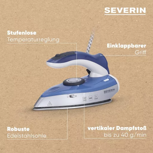 SEVERIN BA 3234 Utazó Gőzvasaló Ezüst Kompakt Hordozható