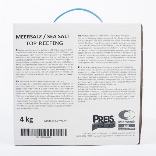 Preiser Records 164 Sare de Mare pentru Pești de Acvariu - 4 kg Pudră Albă - Ingrediente de Puritate Farmaceutică Europeană - Produs în Germania