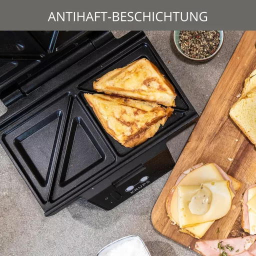 Krups FDK 451 szendvicssütő 850W fekete, 25x12cm grillezőlappal