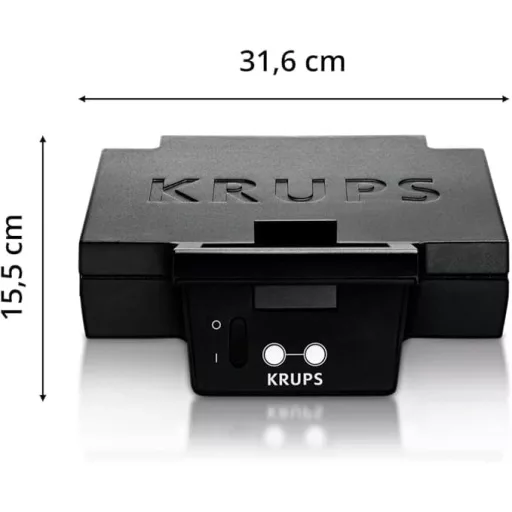 Krups FDK 451 szendvicssütő 850W fekete, 25x12cm grillezőlappal