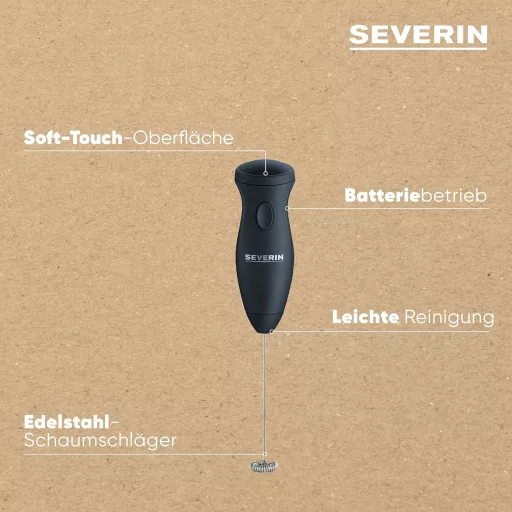 Severin SM 3590 tejhabosító bot rozsdamentes acél, akkumulátoros, 2 elem, fekete