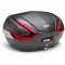 Givi V47 Monokey Motorkerékpár Hátsó Doboz 46L - Karbon Hatású Keret, Piros Fényvisszaverők, Kompatibilis Givi és SW-Motech Rendszerekkel