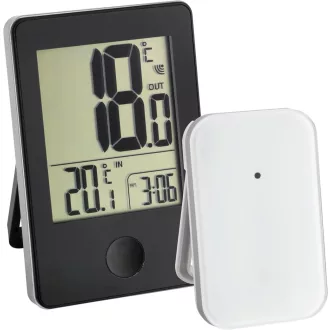   TFA Dostmann Wireless Hőmérő Beltéri Kültéri Digitális Kijelzővel Fekete - black