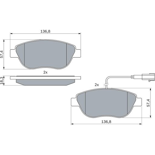 Set plăcuțe de frână față Bosch BP1385 - Frânare silențioasă cu praf redus