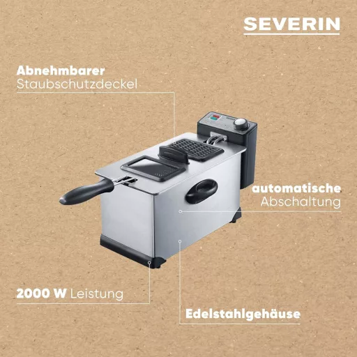 Severin FR 2431 Mélysütő 2000W 3L Rozsdamentes Acél Fekete