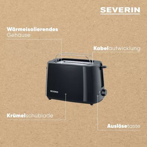 SEVERIN Automata Kenyérpirító 700W Rozsdamentes Bun Toasting Funkcióval