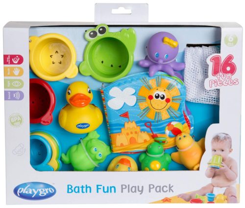 Set jucării de baie Playgro, Albastru/Verde - Jucărie impermeabilă pentru bebeluși, fără BPA, pentru baie, Model 2019