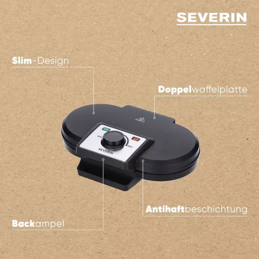 SEVERIN WA 2106 Dupla Gofrisütő 1200W Fekete Elektromos Konyhai Készülék