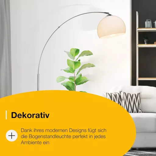 Brilliant ívelt állólámpa lábkapcsolóval, 160 cm magasság, 30 cm árnyékolóval, E27 foglalat
