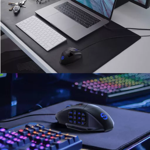 UtechSmart Venus Gamer Egér 12 Programozható Gombbal, 16400 DPI Lézeres Érzékelő, Állítható RGB Világítás, MMO Játékokhoz, PC Kompatibilis
