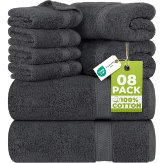   Utopia Towels 8 részes pamut törölköző szett szürke 2 fürdő 2 kéz 4 mosóruha