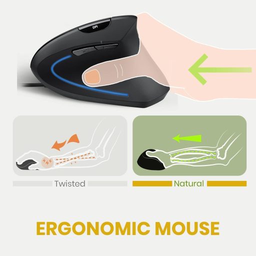 Mouse ergonomic vertical Perixx PERIMICE-513 pentru dreptaci, 1000/1600 DPI