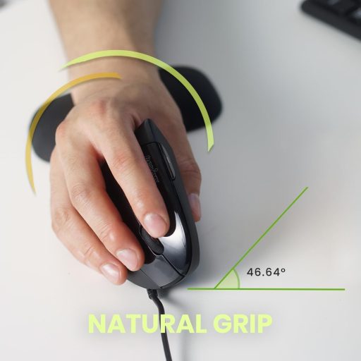 Mouse ergonomic vertical Perixx PERIMICE-513 pentru dreptaci, 1000/1600 DPI