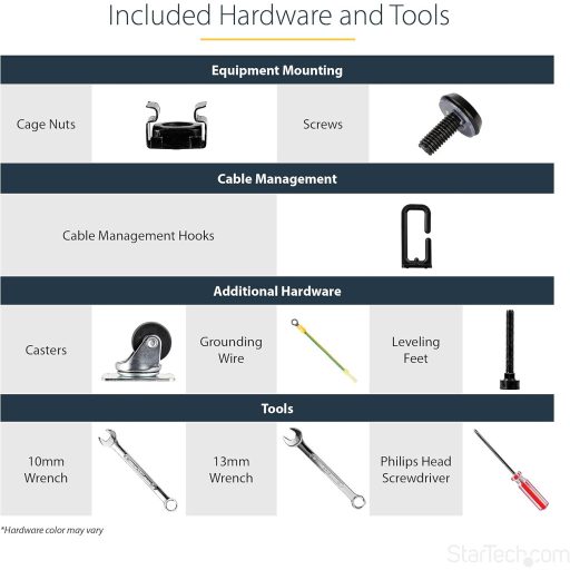 StarTech 42U mobil nyitott keret szerver rack 19 hüvelykes hálózati szekrény kerekekkel