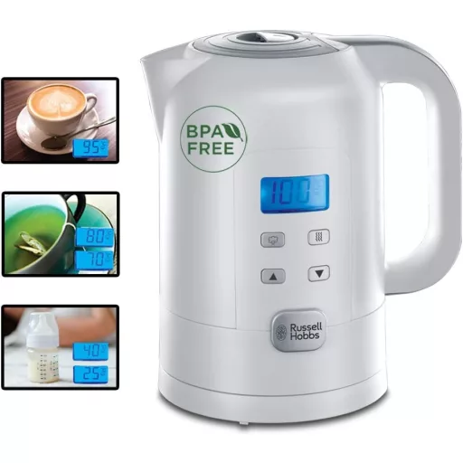 Digitálna rýchlovarná kanvica Russell Hobbs s reguláciou teploty 25 – 100 °C na prípravu dojčenského mlieka