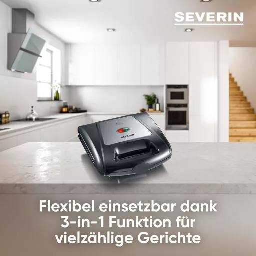 Severin SA 2968 3az1-ben szendvicssütő grill és gofrisütő rozsdamentes acél