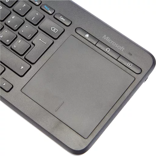 Microsoft All-in-One Media Keyboard - Vezeték nélküli multimédiás billentyűzet beépített touchpaddel, QWERTY kiosztás, fekete
