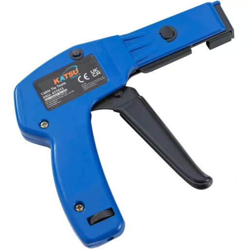 KATSU Tools 417513 Pistol profesional de legat cabluri - Instrument de tensionare și tăiere cu structură din oțel, cu tensiune reglabilă, albastru