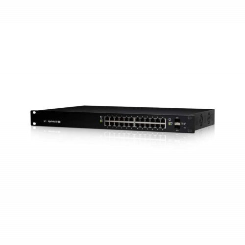 Switch de rețea Ubiquiti ES-24-250W - Switch gestionabil PoE Layer 2/3 cu 24 de porturi și putere totală de 250W, cu conectori RJ45 și SFP