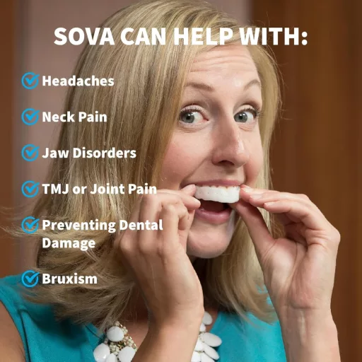 SOVA Apărătoare dentară de noapte - Apărătoare bucală personalizată pentru bruxism, pentru adulți, fără BPA, cu cutie de depozitare, Albă