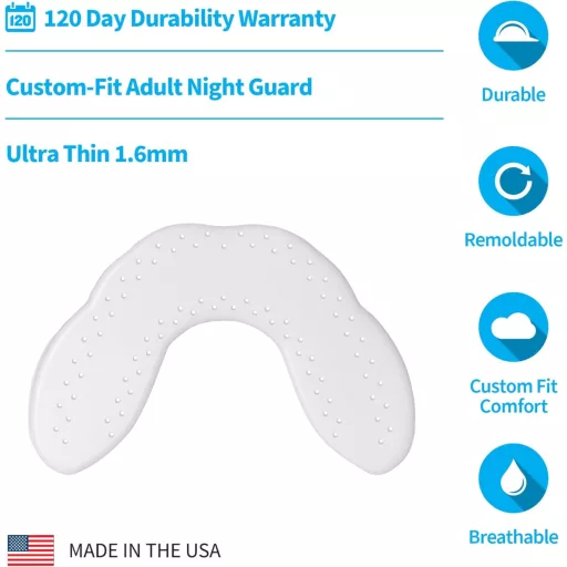 SOVA Apărătoare dentară de noapte - Apărătoare bucală personalizată pentru bruxism, pentru adulți, fără BPA, cu cutie de depozitare, Albă