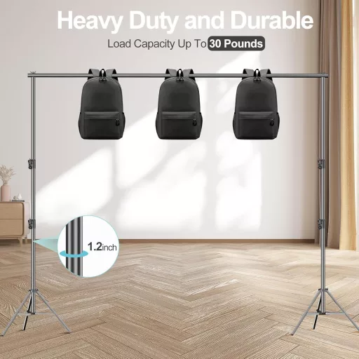 EMART Fotó Háttérállvány 2,8x3m - Stabil Alumínium Keret 13,6kg Teherbírással, 6 Rögzítővel, Zöld Háttérhez, Vetítővászonhoz, Stúdióhoz