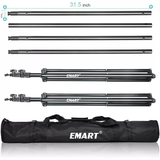 EMART Fotó Háttérállvány 2,8x3m - Stabil Alumínium Keret 13,6kg Teherbírással, 6 Rögzítővel, Zöld Háttérhez, Vetítővászonhoz, Stúdióhoz