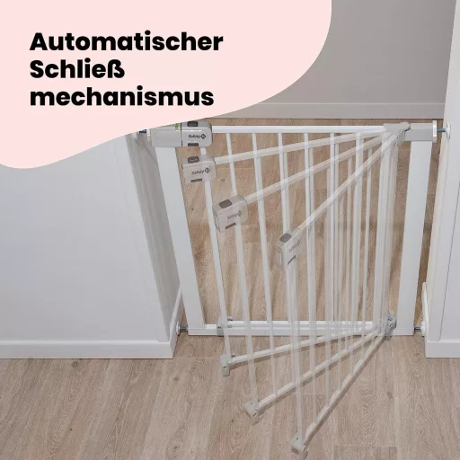 Safety 1st Automatikus Biztonsági Kapu Lépcsőhöz, Önzáró, Fúrás Nélkül, 61-136 cm, Fehér - Auto Close Metal