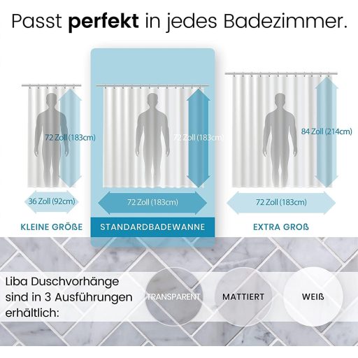 LiBa Fagyos Zuhanyfüggöny Alátét - Antimikrobiális PEVA Anyagból, Vízálló, Tartós, PVC Bevonattal